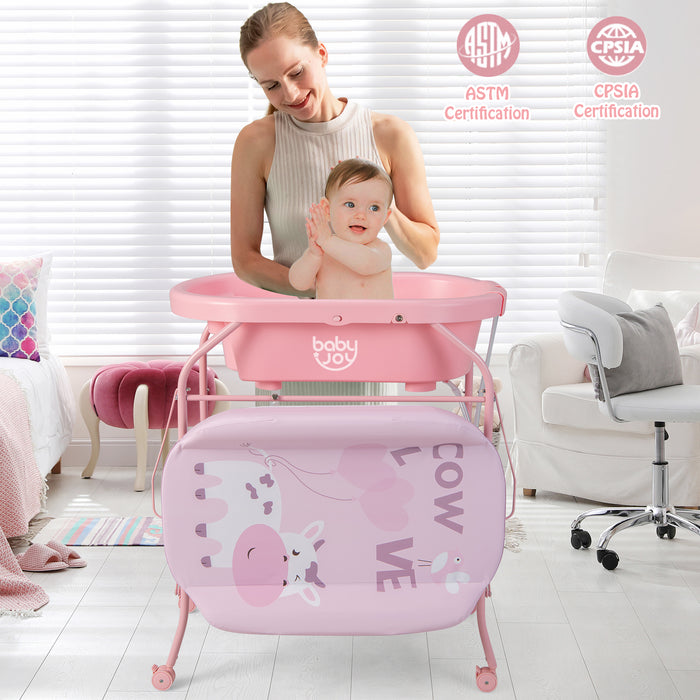 2-in-1 Baby Change Table with Bath Tub - Multipurpose Infant Care Station - Perfect for Space Saving, Convenient Baby Care Solutions