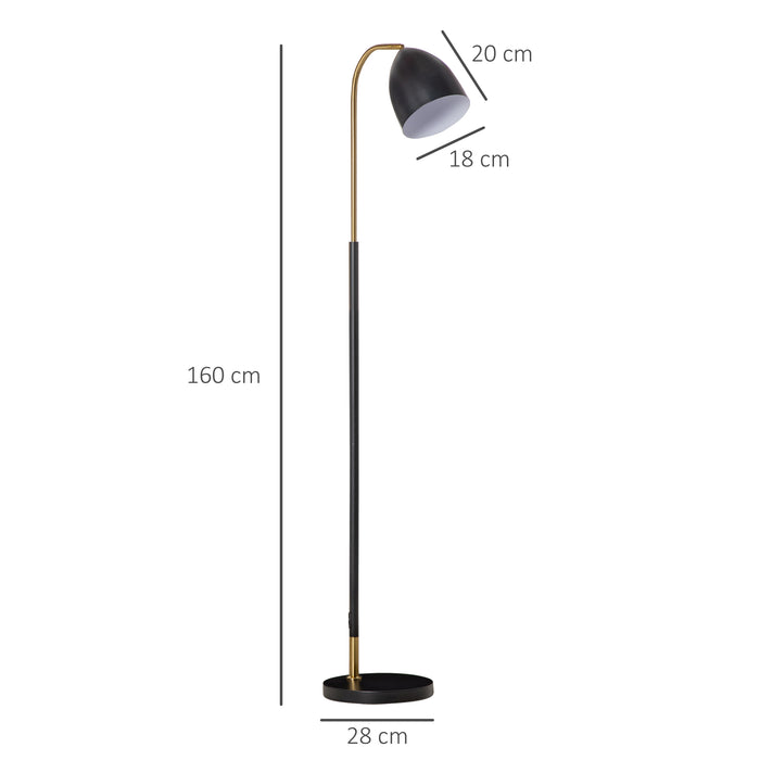 Arc Adjustable Floor Lamp - Black Gold Standing Reading Light with Flexible Lampshade - Ideal for Living Room, Office, Bedroom Ambiance and Task Lighting