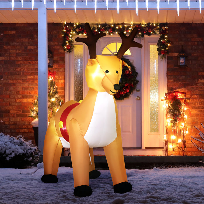 Inflatable LED-Lit Christmas Reindeer 1.8m - Festive Xmas Outdoor Holiday Decor with Luminous Display - Eye-Catching Blow Up Yard Decoration for Seasonal Cheer