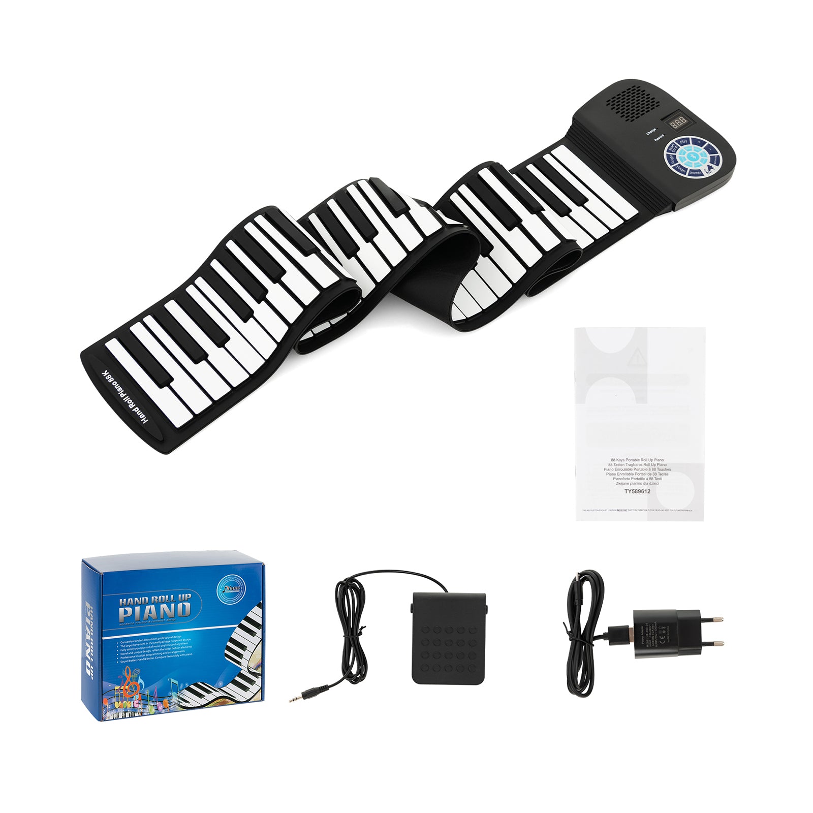 88-Key Portable Roll-Up Electronic Piano - Kids and Beginners Friendly, Black - Perfect for Easy Learning and Practice