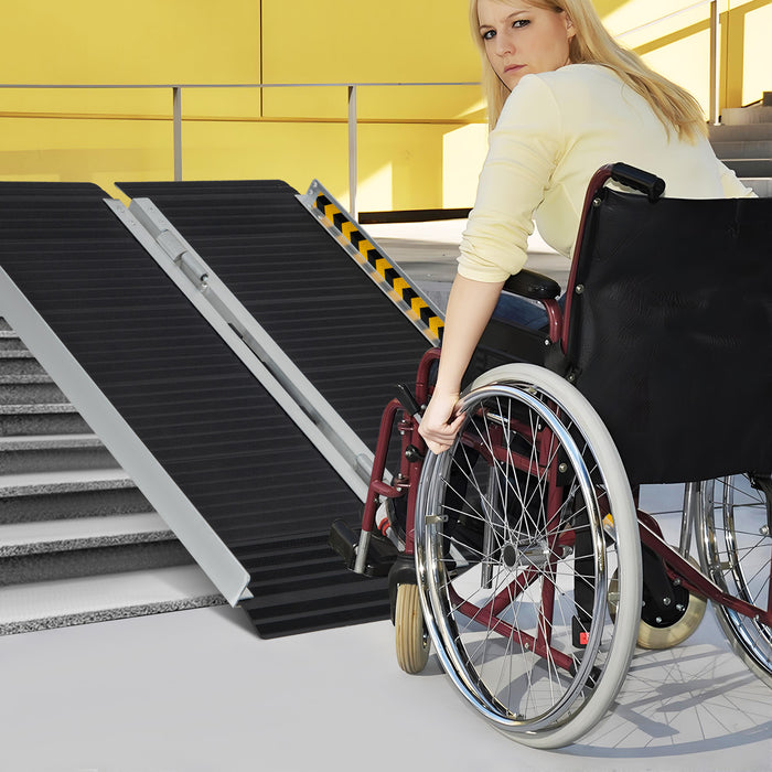 Portable Aluminum Ramp - Wheelchair Accessible with Transition Plate - Ideal for Ease of Mobility Solutions