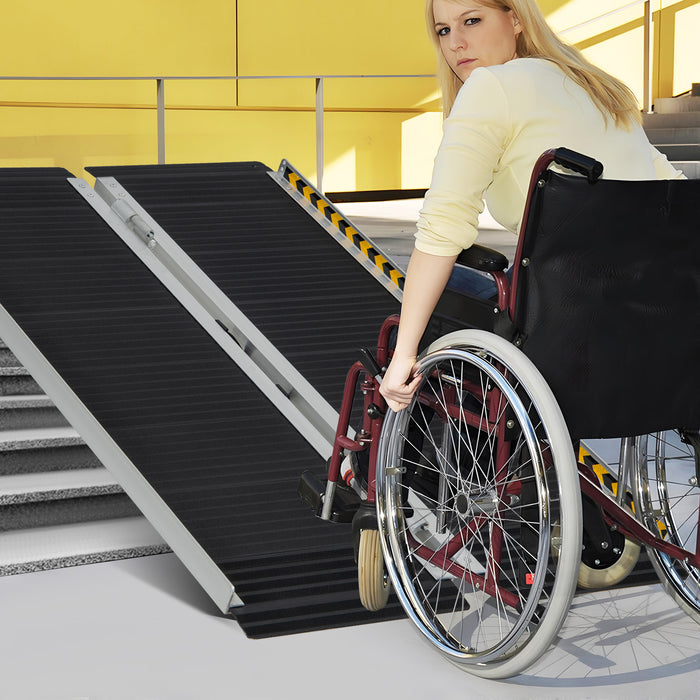 Portable Aluminum Ramp - Wheelchair Accessible with Transition Plate - Ideal for Ease of Mobility Solutions