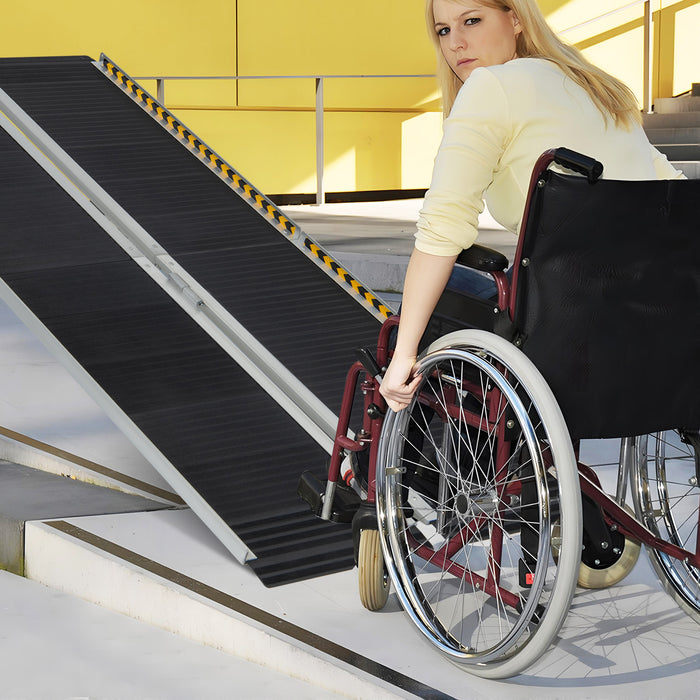 Portable Aluminum Ramp - Wheelchair Accessible with Transition Plate - Ideal for Ease of Mobility Solutions