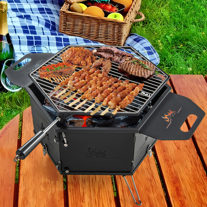 Char-Broil Portable Grill Model 240 - Compact Charcoal Stove with Rotatable & Foldable Design - Ideal for Outdoor Cooking Enthusiasts and Travellers