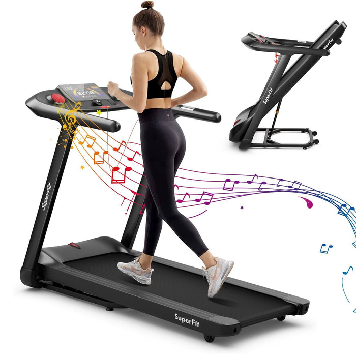 Electric Folding Treadmill - LED Display, Compact Workout Machine - Ideal Fitness Solution for Small Spaces and Home Gyms