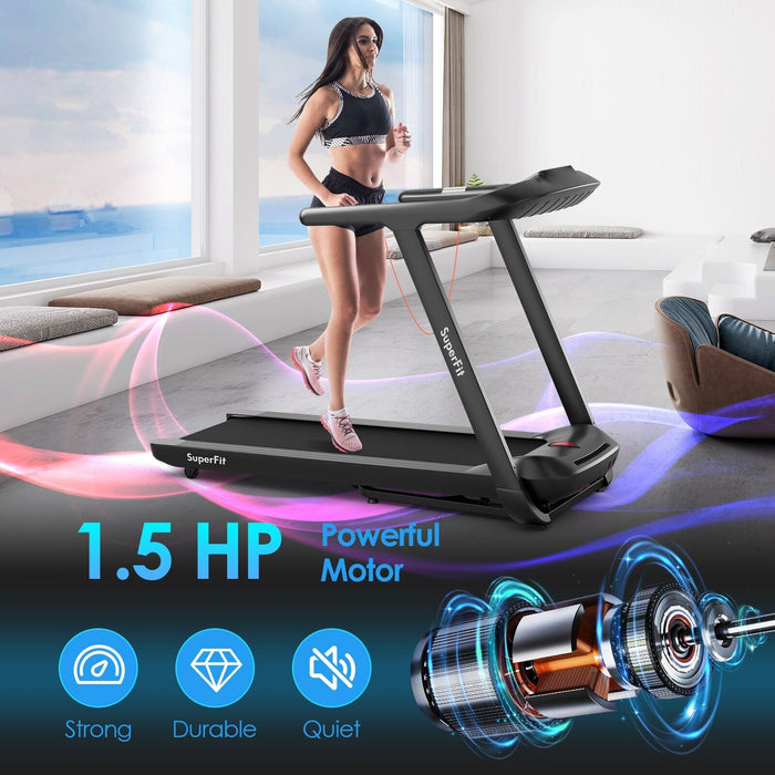 Electric Folding Treadmill - LED Display, Compact Workout Machine - Ideal Fitness Solution for Small Spaces and Home Gyms