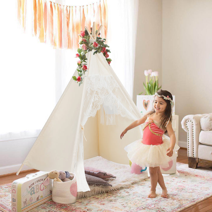 Kids' Portable Lace Playhouse Tent - Indoor/Outdoor Fun Play Area, Easy Assembly - Perfect for Children's Imaginative Play and Adventures