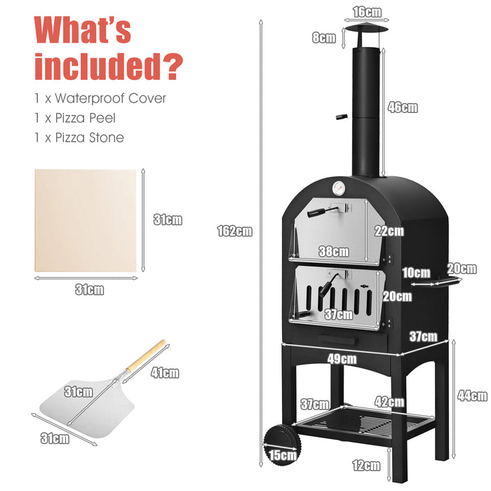 Outdoor Chef Gear - Portable Pizza Oven with Included Stone Peel and Waterproof Cover - Perfect for Backyard Pizza Parties