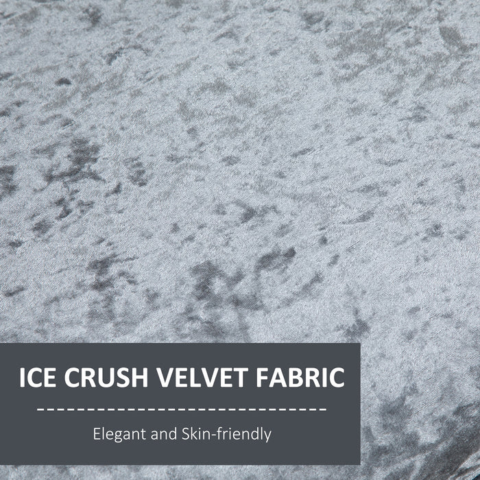 Velvet Fabric Bed End Bench with Sponge Cushion - Ice Crush Upholstery and Silver-Grey Tone, Armrests Included - Elegant Bedroom Accent Furniture