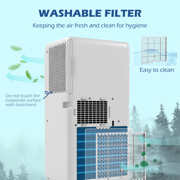 7000 BTU Portable Air Conditioner - Cools Rooms up to 15m², Dehumidifier Function, 24-Hour Timer, Easy Mobility with Wheels - Ideal for Small Rooms and Offices