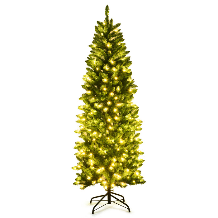 Pre-Lit Artificial Christmas Tree - Pencil Design with Warm White UL-listed Lights, 6FT - Ideal for Holiday Decorations & Indoor Use