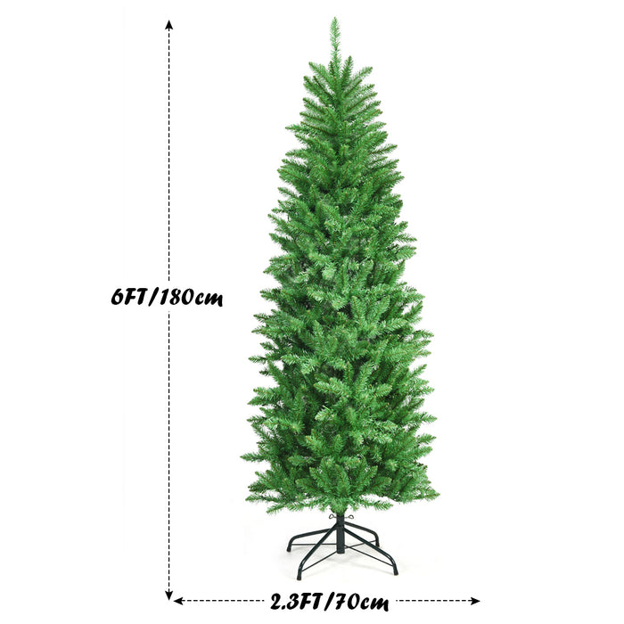 Pre-Lit Artificial Christmas Tree - Pencil Design with Warm White UL-listed Lights, 6FT - Ideal for Holiday Decorations & Indoor Use