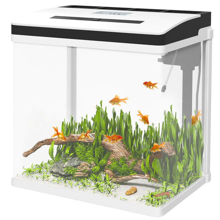 28L Glass Aquarium Fish Tank - Includes Filter & LED Lighting, Ideal Home for Betta, Guppy, Mini Parrot Fish, Shrimp - Compact Size 38 x 26 x 39.5cm