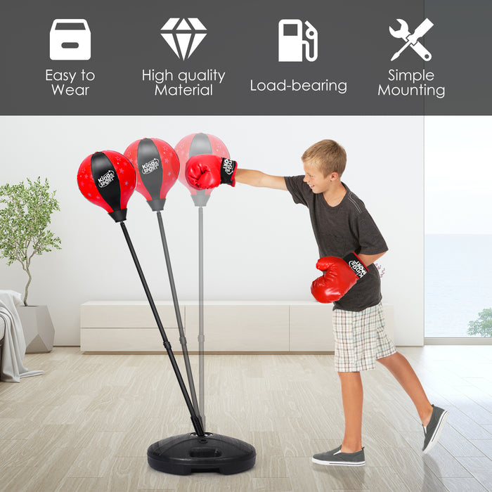 Kids Boxing Set - Standing Punching Bag with Stand and Gloves - Perfect for Skill-Building and Physical Exercise for Children
