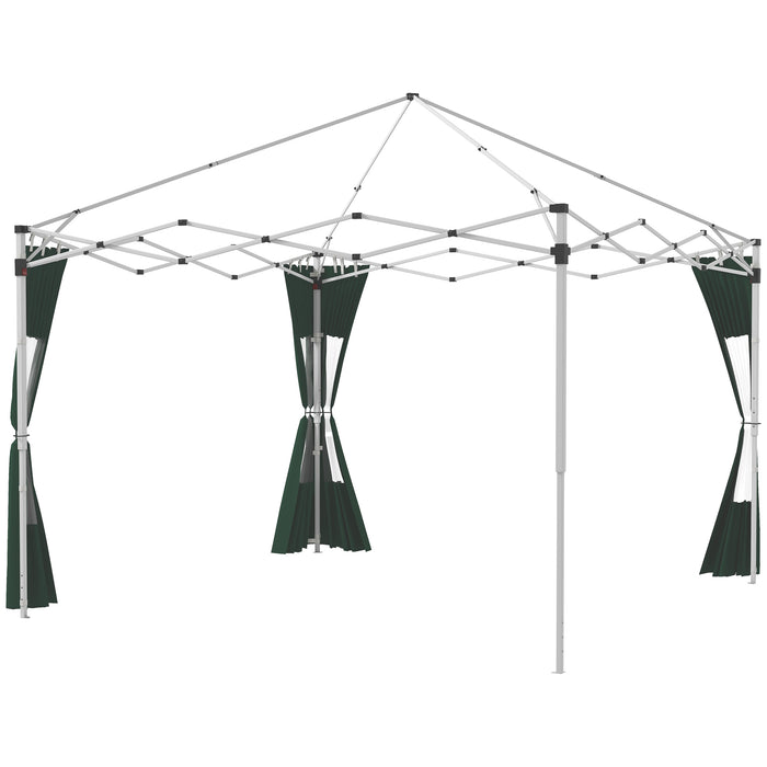2-Pack Gazebo Side Panels Replacement with Doors and Windows - Fits 3x3m or 3x6m Pop-Up Gazebos - Outdoor Shelter Privacy and Ventilation Enhancements, Green