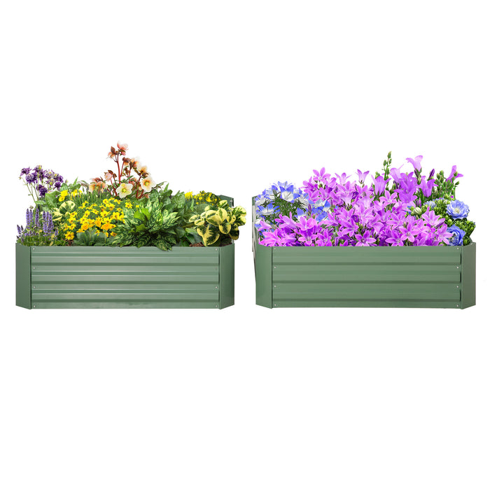 Elevated 291L Green Garden Bed Set - Galvanized Metal Planter Boxes for Outdoors, 100x100x30cm - Ideal for Flowers and Herbs