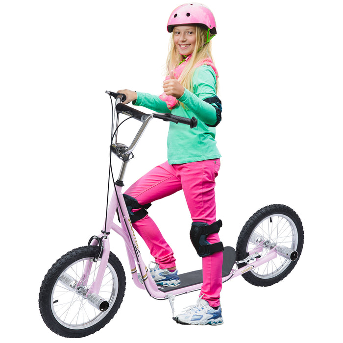 Youth & Adult Kick Scooter with 16" Air-Filled Tires - Sturdy Push Scooter for Teens & Kids, Pink - Outdoor Fun and Commuting for All Ages