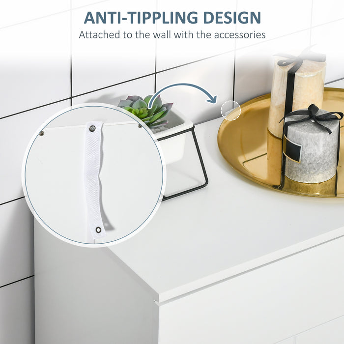 Modern Bathroom Cabinet Organizer - Free Standing Linen Cupboard with 3 Tiers of Storage - Space-Saving Solution for Bath Essentials and Towels