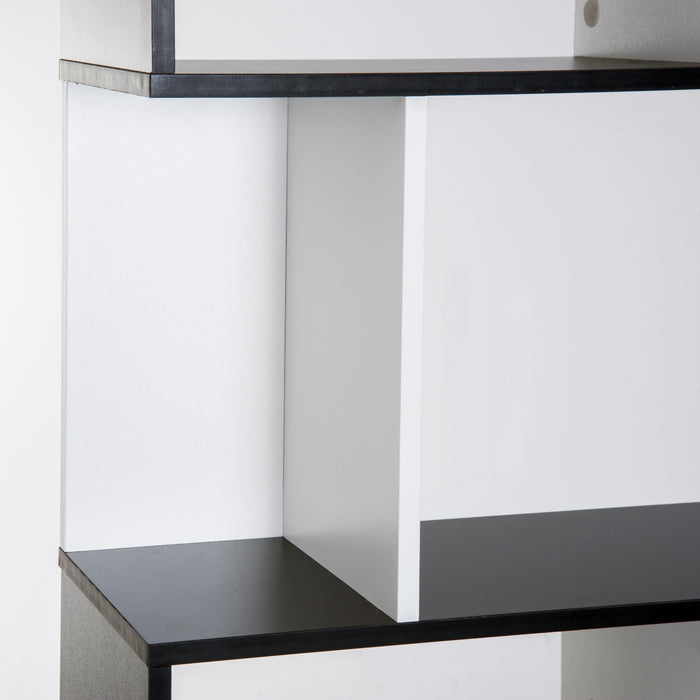 5-Tier S-Shaped Bookcase - Modern Storage & Display Shelving Unit, Divider in Black - Ideal for Organizing Books, Decor in Living Room or Office