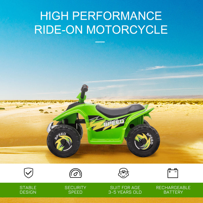6V Ride-On Kids ATV Electric Toy Quad - Four-Wheel Drive with Forward and Reverse Functions - Ideal for Toddlers 18-36 Months, Vibrant Green Color