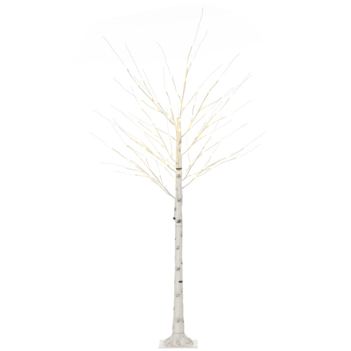 Elegant 6ft Pre-Lit Artificial White Birch Tree - 96 Warm LED Lights for Home Ambiance - Ideal for Indoor & Sheltered Outdoor Decor