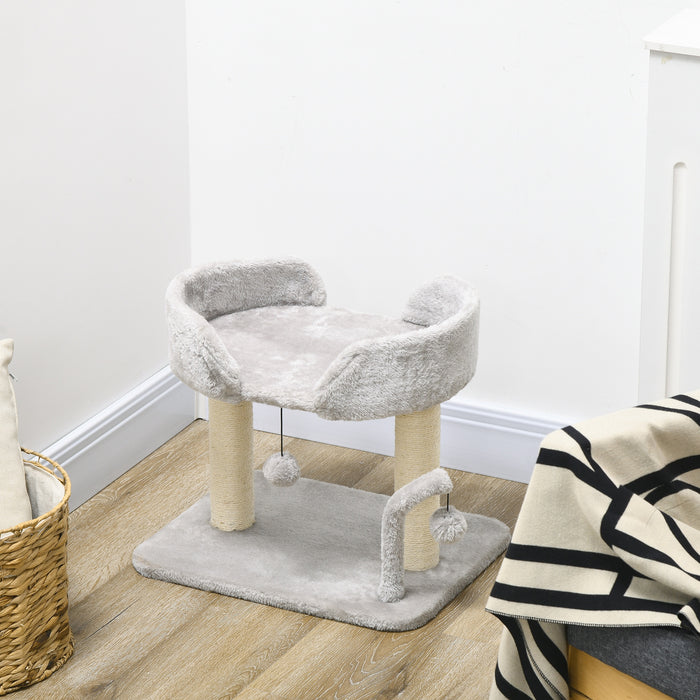 Indoor Cat Activity Center - 42cm Tall with Toy Balls and Sisal Scratching Post - Ideal for Playful Kittens and Cats