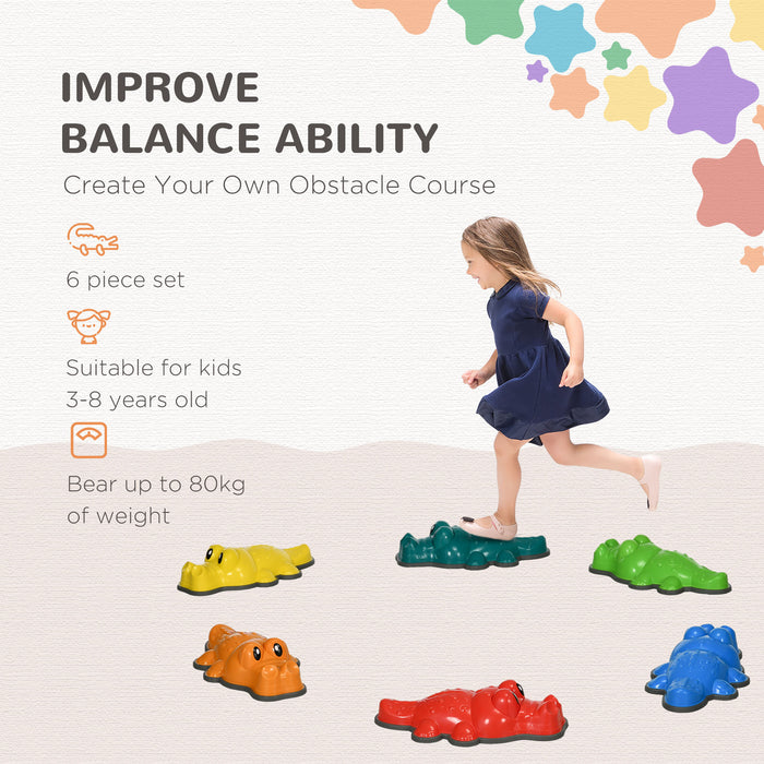 Crocodile-Themed Balancing Stones for Kids - 6-Piece Sensory Stepping Stones with Anti-Slip Edges - Enhance Coordination and Playful Learning for Children