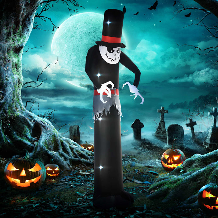 Inflatable Halloween Ghost - 10ft Tall Skinny Specter with Top Hat and LED Lights - Quick Setup Outdoor Decor with Next-Day Delivery