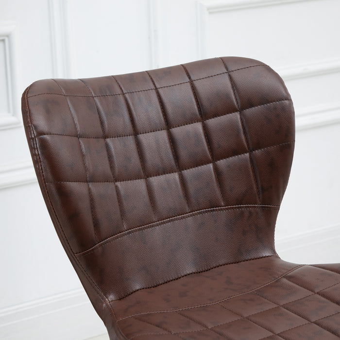 Adjustable Height Swivel Bar Stools Pair - Upholstered in Brown PU Leather with Back & Footrest - Ideal for Kitchen Island & Home Bar Comfort seating