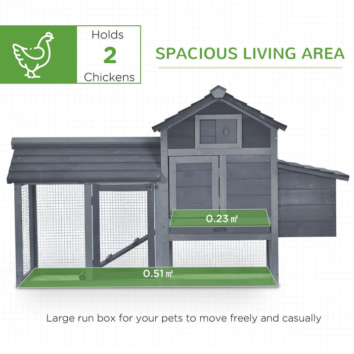 Deluxe Solid Wood Chicken Coop - Enclosed Outdoor Backyard Hen House with Nesting Box, Grey Finish - Ideal for Urban Poultry Keepers