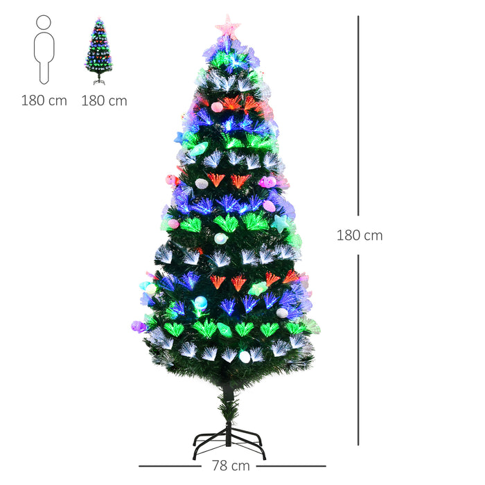 Pre-Lit 6FT Artificial Christmas Tree with Fiber Optic Ornaments - Star-Topped, LED-Lit Holiday Decor - Ideal for Festive Home Ambiance
