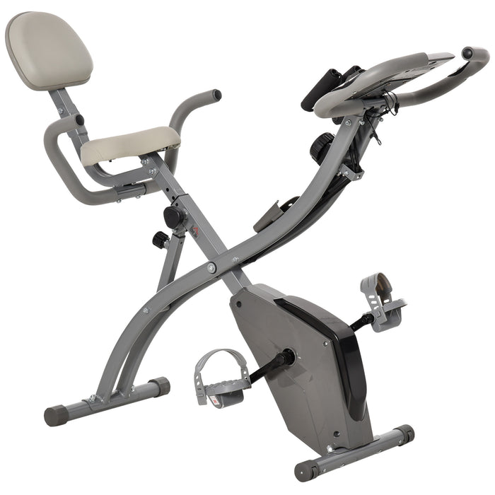 Foldable 2-in-1 Exercise Bike - Recumbent & Stationary with 8-Level Magnetic Resistance, Pulse Sensor, LCD Display - Ideal for Home Cardio and Fitness Training