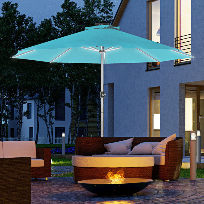 Solar-Powered LED Patio Umbrella with USB - 4 Lighting Modes, Lighted Outdoor Deck Umbrella - Perfect for Evening Entertainment and Relaxation