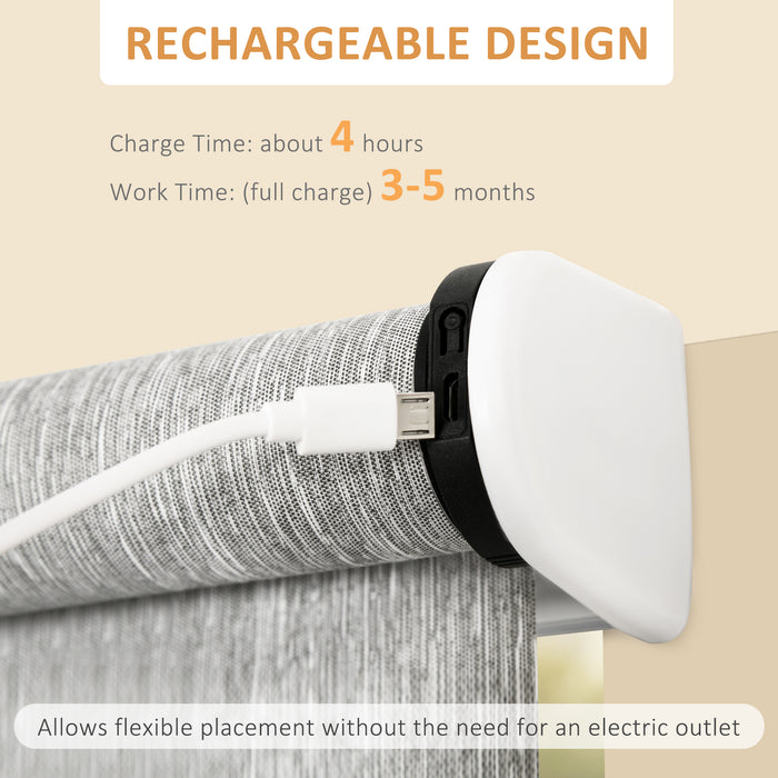 WiFi Smart Roller Blinds with UV Protection - Rechargeable Electric Shades for Home and Office, Grey, 80 x 180cm - Convenient and Privacy Enhancing Window Coverings