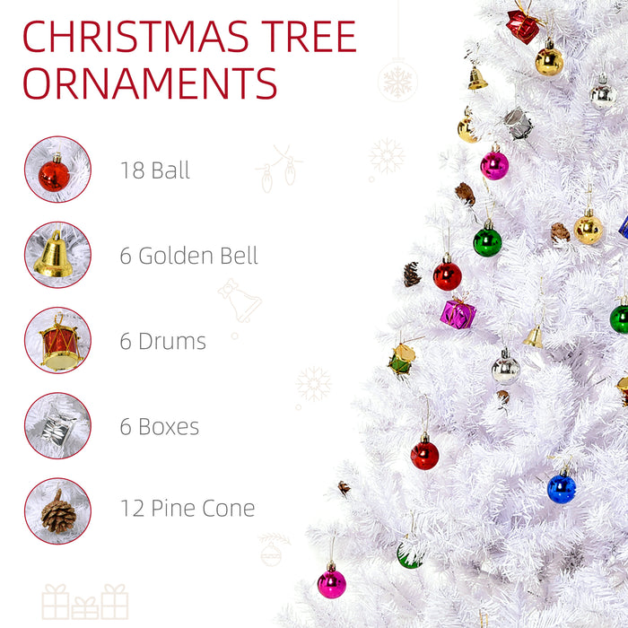 Artificial Christmas Tree with Ornaments - 4.9ft Festive White Holiday Decor with Metal Stand - Perfect for Home & Office Xmas Decoration