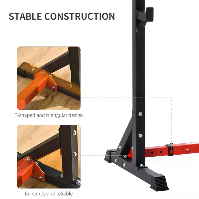 Adjustable Squat & Dip Rack Stand - Heavy-Duty Barbell Rack for Weight Lifting & Bench Press - Multifunctional Fitness Station for Home Gym Workouts