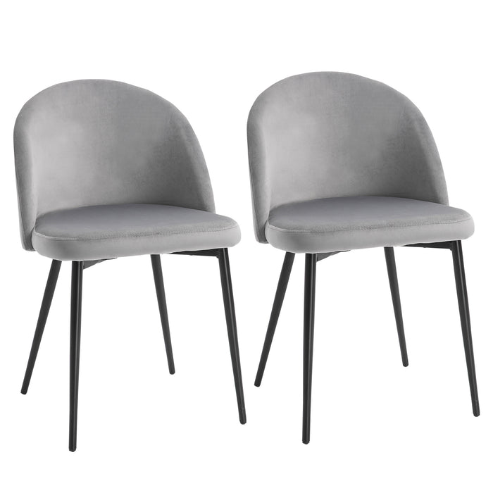 Contemporary Grey Dining Chairs, Set of 2 - Soft Fabric Seat and Back, Sleek for Office and Kitchen - Ideal for Dining and Living Room Comfort
