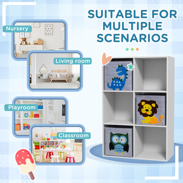 Kids' Storage Organizer with Fabric Bins - 61.8cm L x 29.9cm W x 91.5cm H White Toy Chest - Space-Saving Solution for Children's Playroom