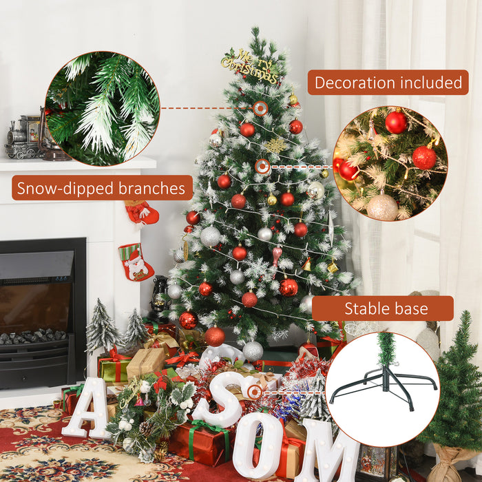 Artificial Snow-Flocked Pine Christmas Tree, 5ft with Red Berries - Festive Green Holiday Decor - Perfect for Home and Office Yuletide Celebrations