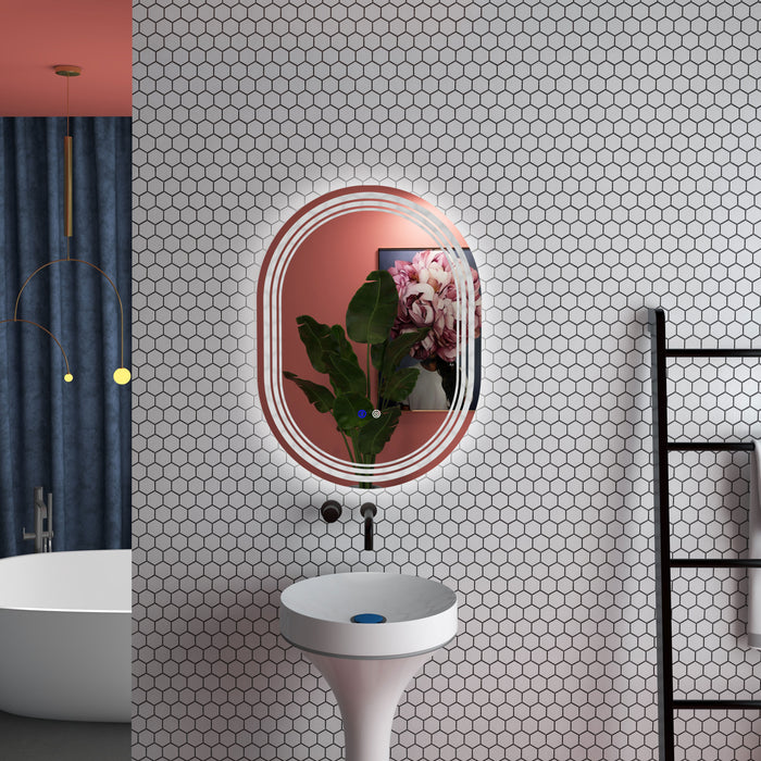 Bathroom LED Illuminated Mirror 800x600mm - Touch-Sensitive Anti-Fog Makeup Mirror with Versatile Mounting - Perfect for Grooming and Makeup Application