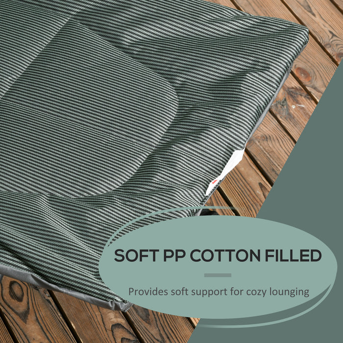 Foldable Padded Sun Lounger with 170° Recline - Patio Camping Bed with Magazine & Cup Holder - Portable Outdoor Relaxation Gear for Comfort Seekers