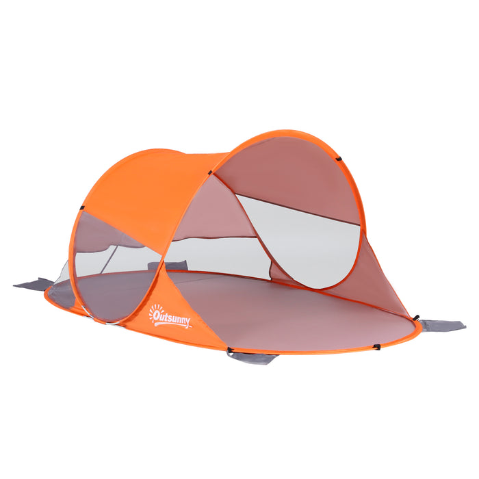 UV 30+ Protection Pop-Up Beach Tent for 1-2 People - Portable Automatic Sun Shelter for Hiking and Patio - Ideal for Outdoor Enthusiasts and Beachgoers, Vibrant Orange