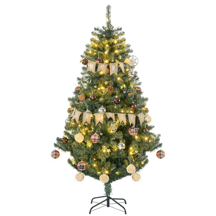 6' Pre-Lit Artificial Christmas Tree - Warm White LED Lights & Festive Decorations Included - Ideal Holiday Centerpiece for Home or Office