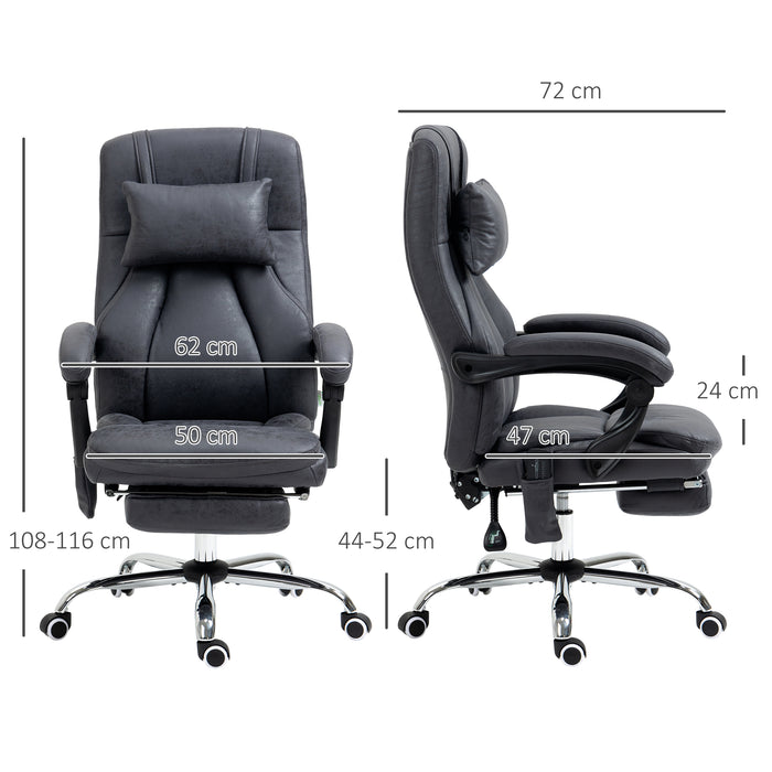 High Back Vibrating Massage Chair with Headrest - Ergonomic Reclining Computer Chair with Footrest and Swivel Wheels - Comfort for Home Office Use with Remote Control