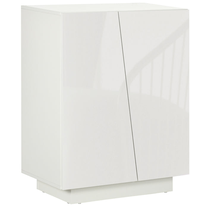 Freestanding Wooden Cabinet for Bedroom - High-Gloss Sideboard with Adjustable Shelves - Elegant Storage Solution for Clutter-Free Living Spaces
