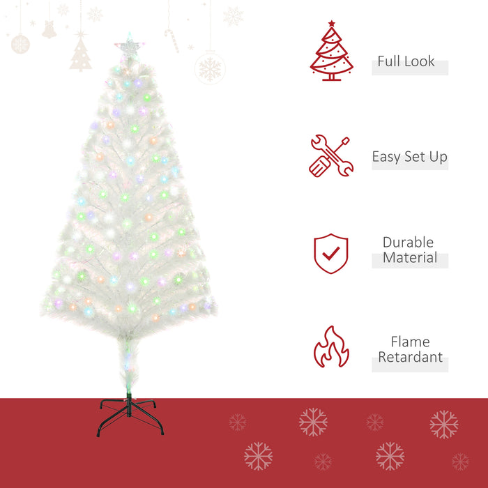 Fiber Optic LED-Lit Artificial Christmas Tree - 5-Foot Pre-Lit Festive Holiday Decor - Ideal for Home Xmas Ambiance