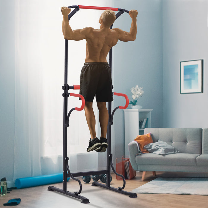 Multi-Purpose Steel Power Tower - Adjustable Height Pull-Up Station with Comfort Grips - Ideal for Full-Body Workout and Strength Training