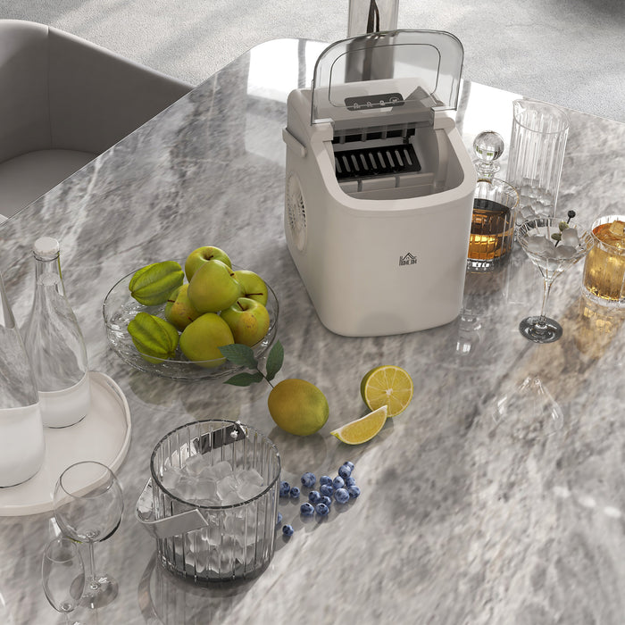 Portable Countertop Ice Maker - 12Kg Daily Production, 9 Cubes in 6-12 Mins - Includes Ice Scoop and Basket for Home Use
