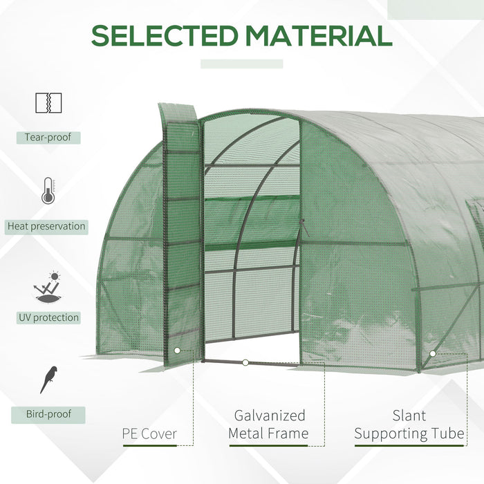 Heavy-Duty 25mm Galvanised Steel Frame Polytunnel - Metal Hinged Door & Mesh Windows, 3x6M Greenhouse - Ideal for Gardeners & Extended Growing Seasons