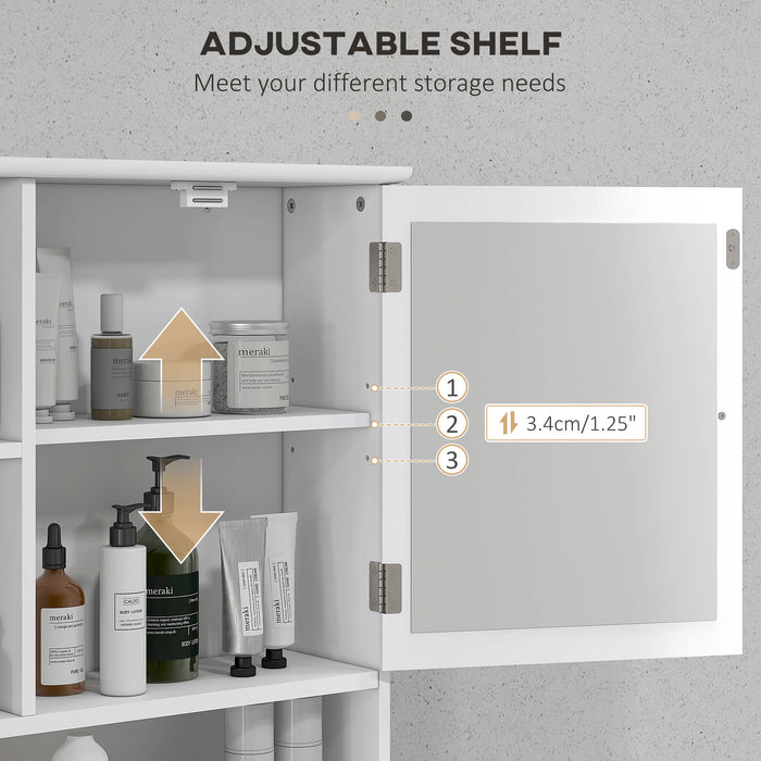 Wall Mounted Bathroom Cabinet with Mirror - Adjustable Shelving Storage Organizer for Home - Ideal for Bathroom, Kitchen, Bedroom Spaces